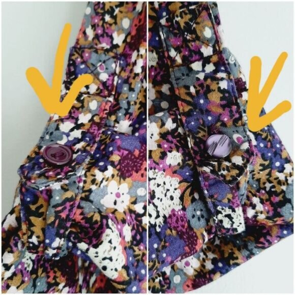 XXI FOREVER 21 Button Down Ditsy Floral Ruffle Detail Blouse Top Colorful Sz S - Picture 13 of 15